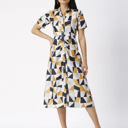Noia Print Shirt Midi Dress-image-3