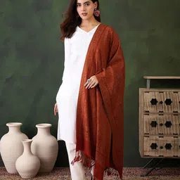 Sangria Women Woven Design Shawl with Tasselled-image-27