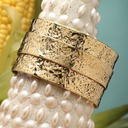 Moedbuille Gold-Plated Textured Cuff Bracelet-picture-15