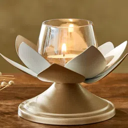 Home Centre Mabel Kamal Gold-Toned Textured Metal Candle Holder-image-83