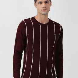 Peter England Casuals Men Striped Round Neck Pullover Sweater-picture-39