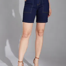 Life With Pockets Women Mid-Rise Stretchable Denim Shorts-image-77