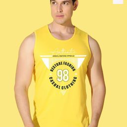 WOOSTRO Pack Of 2 Printed Super Combed Cotton Gym Vests VWS26(98 YELLOW)(98 WHITE)-image-78