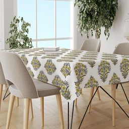 Trance Home Linen Yellow Cotton 8-Seater Table Cover-34
