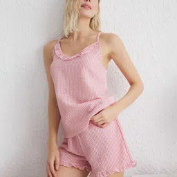 Trendyol Checked Women Top With Shorts Night Suit-picture-22