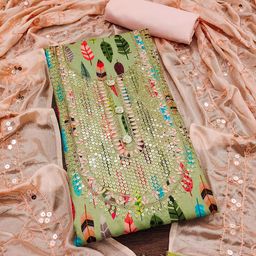 Blissta Floral Printed Zari Unstitched Dress Material-picture-3