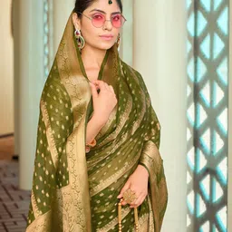Moksha Trends Woven Design Silk Blend Designer Banarasi Saree image 3