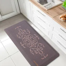OBSESSIONS Brown & Beige Printed Stain & Water Resistant Floor Mat-image-24