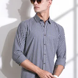 Thomas Scott Men Premium Slim Fit Gingham Checks Opaque Checked Casual Shirt-image-73
