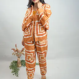 GO BOUJEE Tie & Dye Printed Top, Jacket & Trousers Co-Ord-5