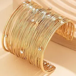 MEENAZ Women American Diamond Antique Gold-Plated Cuff Bracelet-47