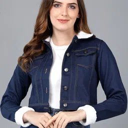 MONTREZ Women Spread Collar Solid Denim Jacket-picture-44
