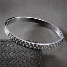 The Roadster Lifestyle Co Men Silver-Plated Kada Bracelet-image-76