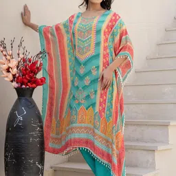 Chhabra 555 Embellished & Printed Kaftan Tunic & Trousers Co-Ord Set-picture-15