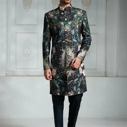Rivaar By Rocky Star Floral Printed Sherwani Set-image-88