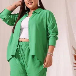 CURVY STREET Collar Shirt With Shorts Co-Ords-image-55