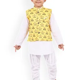 NEW GEN Boys Solid Kurta with Pyjamas & Jacket-image-84