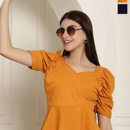 Tromko Pack Of 2 Solid Sweetheart Neck Top-image-65
