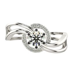 VALANOVA White Gold Plated Sterling Silver 0.49Ct Lab Grown Diamond Ring-image-67