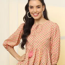 Yufta Women Floral Print Cotton Peplum Top-image-95