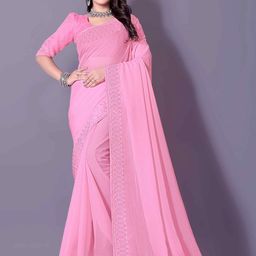 Lapetiya Clothing Solid Saree With Embellished Beads and Stones Border-picture-12