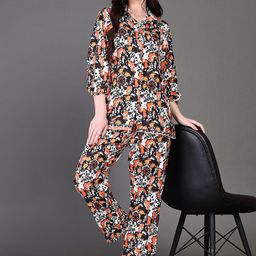 The Roadster Lifestyle Co Printed Shirt With Palazzos Co-Ords-image-105