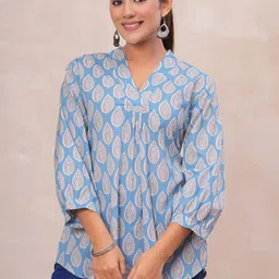 Ka-mee Printed V-Neck Pure Cotton Kurti-picture-9