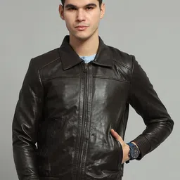Monte Carlo Men Spread Collar Solid Casual Bomber Jacket-picture-53