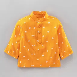 JAV CREATIONS Boys Bandhani Printed Band Collar Pure Cotton Straight Kurta With Pyjamas-picture-8