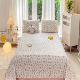 JC HOME White & Green Floral Double Queen Bed Covers - 2 x 2.30 m-picture-37