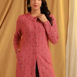 Cayman Women Cable Knit Woollen Longline Cardigan-image-30
