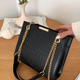 HAUTE SAUCE by Campus Sutra Textured PU Oversized Structured Shoulder Bag-3
