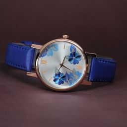 VIRAKTI Unisex Brass Printed Dial & Leather Straps Analogue Watch M.F-49-BLUE-picture-12