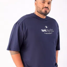 hardsoda by the indian garage co HARDSODA Men Plus Size Typography Printed Round Neck Cotton Relaxed Fit T-shirt image 3