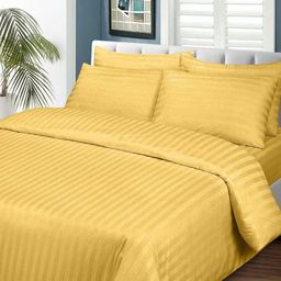 tundwal's Yellow Striped Printed Microfiber 210 TC King Bedsheet Sets - 2.23 m x 1.45 m-image-92