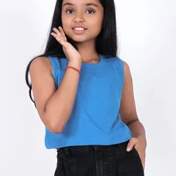 CHARMGAL Girls Round Neck Crop Top-17