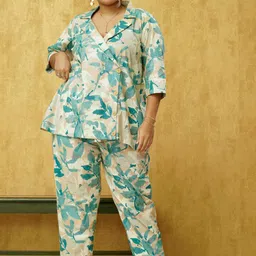 Seams And Beyond Printed Pure Cotton Shirt Collar Top With Trousers Co-Ords-image-21