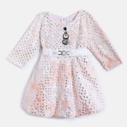 HERE&NOW Embellished Print Woollen Fit & Flare Dress-image-67