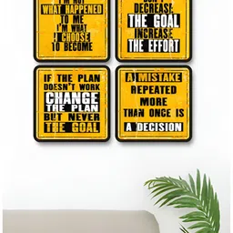 Myntra Elegant Homes Yellow & Black 4 Pieces Motivational Quotes Wooden Wall Art-image-96