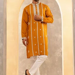 Anouk Men Floral Embroidered Regular Kurta with Pyjamas-picture-23