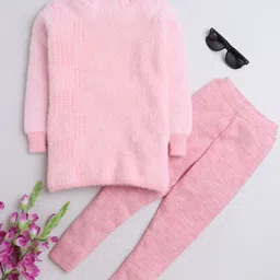 Yellow Apple Girls Woolen Sweater and Trouser Clothing Set-image-1