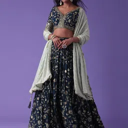 DIVASTRI Embroidered Semi-Stitched Lehenga & Unstitched Blouse With Dupatta-picture-18