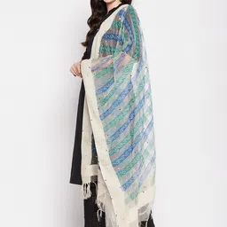 Clora Creation Embroidered Organza Dupatta With Mirror Work image 5
