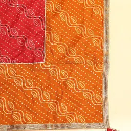 Warthy Ent Red & Brown Printed Semi-Stitched Lehenga & Unstitched Choli With Dupatta image 4
