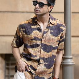 Powerlook Men Abstract Printed Spread Collar Casual Shirt-image-6