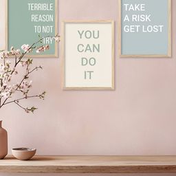 Kotart Brown & Green 3 Pieces Motivational Quote Printed Wooden Wall Arts-picture-34