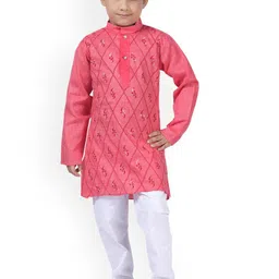 NFC CREATION Boys Embroidered Regular Thread Work Kurta with Pyjamas image 1