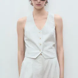 MANGO Striped Waistcoat-18