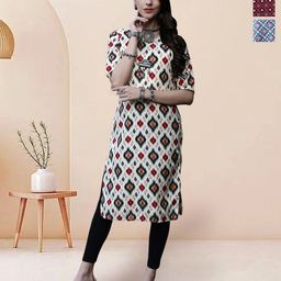 7Threads Selection Of 3 Geometric Printed Round Neck Straight Kurtas-14
