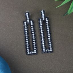 StyleCast Silver-Plated Rhinestone Studded Contemporary Drop Earrings-image-57
